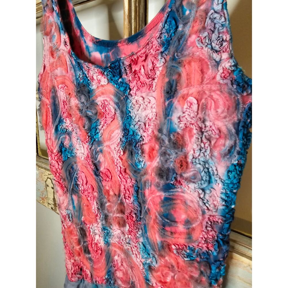 Boho Tie Dye Sleeveless Midi Dress With Layers of Detail Ladies size Medium - Picture 5 of 8